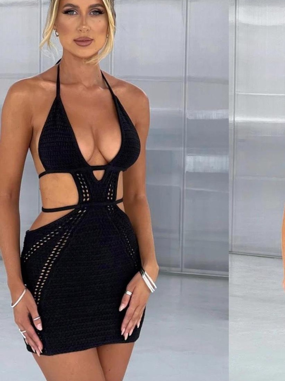 Baby boo Selena Crochet Open Back Mini Dress Small
